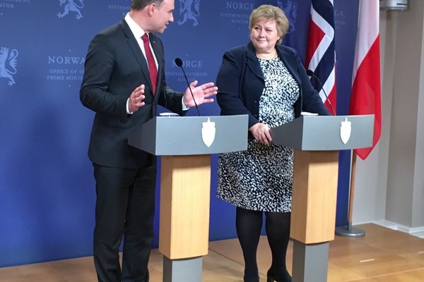 Prezydent Duda z premier Norwegii m.in. o energetyce i szczycie NATO