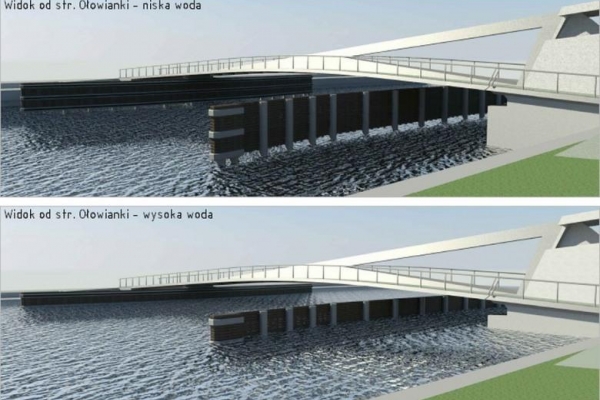 Elementy wykończeniowe kładki nad Motławą z egzotycznego drewna