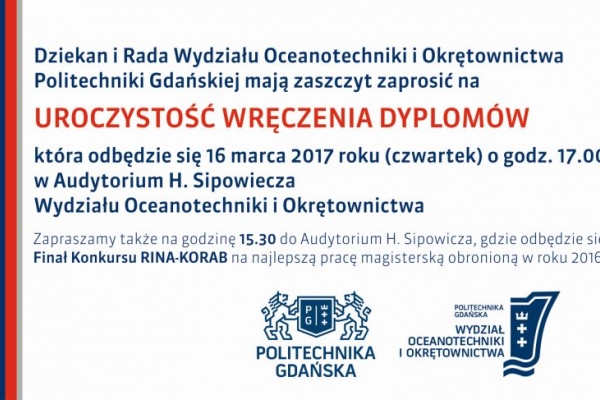 Finał Konkursu RINA-KORAB 2017 oraz Uroczystość Wręczenia Dyplomów