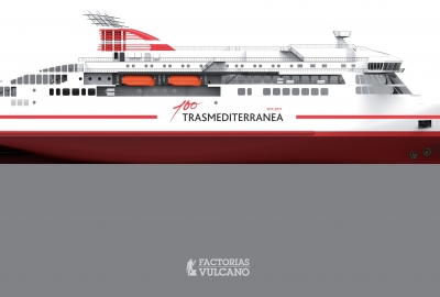 Wizualizacja promu Viking ADCC w barwach Trasmediterranea Nowy prom dla Trasmediterránea coraz bliżej