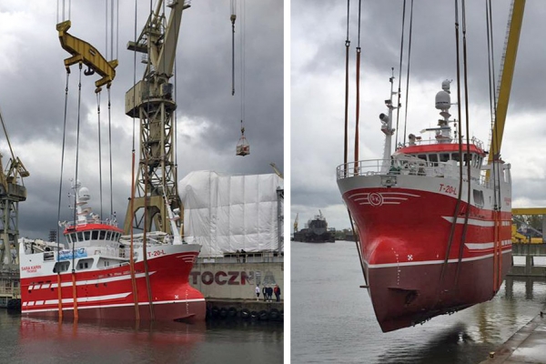 Statek rybacki Sara Karin zwodowany w Szczecinie [VIDEO]
