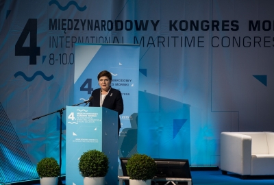 Beata Szydło podczas ubiegłorocznego Międzynarodowego Kongresu Morskiego (Fot.: Kongres Morski) Premier Beata Szydło otworzy w czwartek Kongres Morski