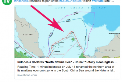 Indonezja zmienia nazwę części Morza Południowochińskiego
