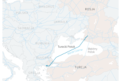Turkish Stream (Infografika: PAP) Gazprom sam zapłaci za turecką część Turkish Stream