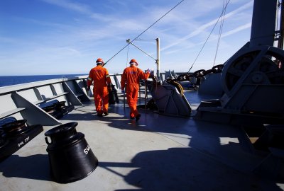 Ranni marynarze na pokładzie statku duńskiego armatora