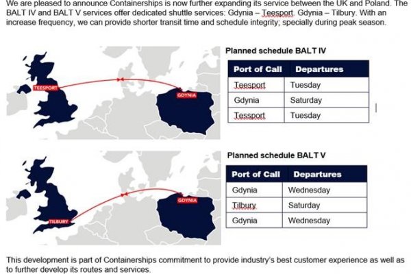 Nowe połączenie Containerships z BCT