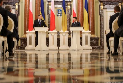 Andrzej Duda na wspólnej konferencji prasowej z Prezydentem Ukrainy (Fot.: Jakub Szymczuk / KPRP) Ukraina: dziękujemy Polsce za stanowisko w sprawie Nord Stream 2