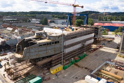 Czwarty prom dla BC Ferries budowany w stoczni Remontowa Shipbuilding SA Postęp prac na czwartym z serii promie dla BC Ferries
