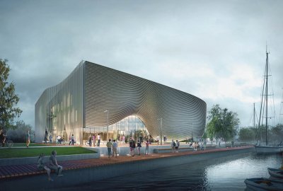 Wizualizacja nowego Muzeum w Łebie Rusza budowa Muzeum Archeologii Podwodnej i Rybołówstwa Bałtyckiego w Łebie