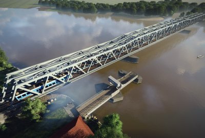 Wizualizacja mostu nad Regalicą (Wiz.: Ministerstwo Infrastruktury) Most nad Regalicą: Wody Polskie i PKP PLK podpisały porozumienie