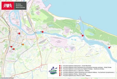 Lokalizacja przystani kajakowych w Gdańsku Budowa przystani kajakowych w Gdańsku