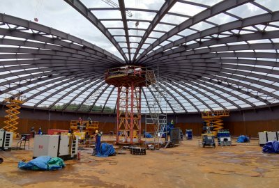 Próby wytrzymałościowe zbiorników PERN w Dębogórzu Próby wytrzymałościowe zbiorników PERN w Dębogórzu