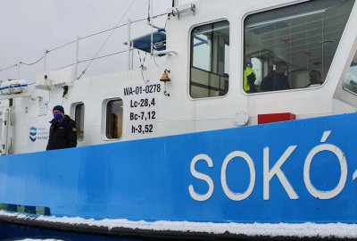 Sokół (Fot.: Wody Polskie) Lodołamacze nadal pracują na Wiśle w rejonie Nowego Duninowa pod Płockiem