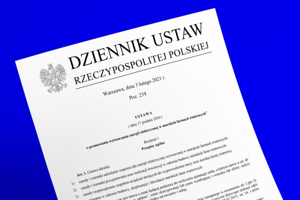 Ustawa o wsparciu morskiej energetyki wiatrowej opublikowana w Dzienniku Ustaw