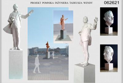 Projekt pomnika Tadeusza Wendy (Fot.: mat. prasowe UM) Pomnik inż. Tadeusza Wendy zostanie odsłonięty w Gdyni 29 maja