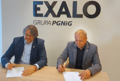 Na zdjęciu od lewej: Marcin Gawroński - prezes zarządu Exalo Drilling SA, Marcin Otfinowski - członek zarządu Exalo Drilling SA (Fot.: Exalo Drilling) Exalo Drilling z grupy PGNiG będzie wiercić u brzegów Tanzanii