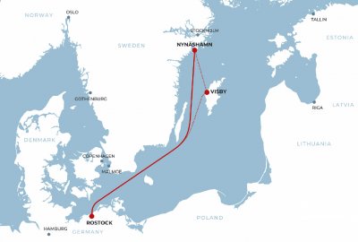 Nowa linia promowa na Bałtyku otwarta przez Rederi AB Gotland łączy Nynäshamn i Rostock...