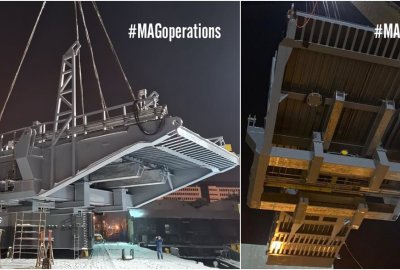 Przeładunek 80-tonowej rampy z nabrzeża Węgierskiego na statek Thopas (Fot.: Morska Agencja Gdynia) Gdyńska mega rampa trafiła do Karlskrony