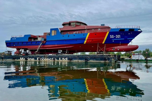 Kadłub nowego okrętu patrolowego polskiej Straży Granicznej gotowy do wodowania