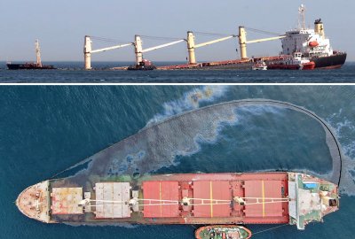 Kolizja statków koło Gibraltaru doprowadziła do wycieku około 500 ton pa...
