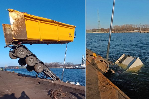 Niewiele brakowało do zatonięcia ciężarówki w kanale portowym w Gdańsku