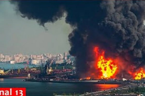 Po ataku dronów płonie statek w porcie Primorsk nad Bałtykiem