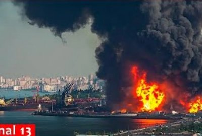 Po ataku dronów płonie statek w porcie Primorsk nad Bałtykiem