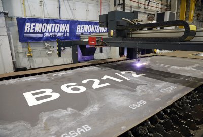 Położenie stępki i palenie pierwszych blach promu dla szkockiego armator...