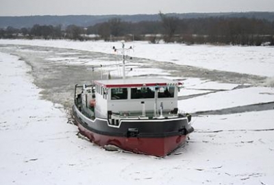 Lodołamanie na torze wodnym Świnoujście-Szczecin